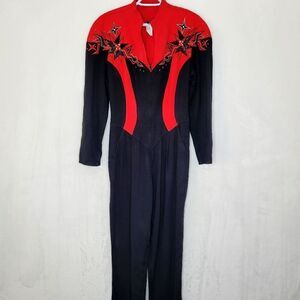 Vintage IIF Western Rodeo Embroidered Sequin Jumpsuit Size 12